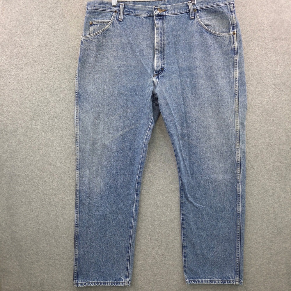 WRANGLER Heritage 96501DS Denim Jeans Mens 42x30 Light Wash FADED DISTRESSED